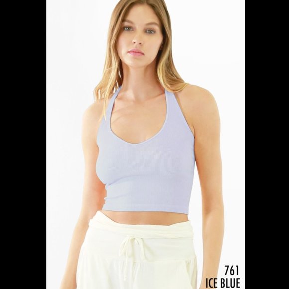 NIKIBIKI - V-Neck Crop Top Horizon Blue